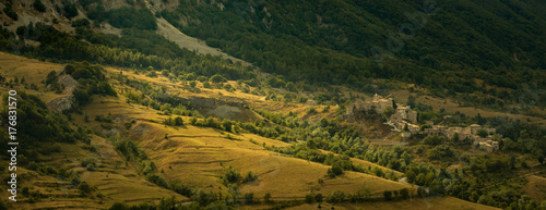 Silent village resting at mountain valley