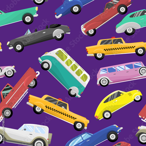 Retro vintage old style car vector vehicle automobile exclusive speed sport transport antique garage classic auto illseamless pattern background stration