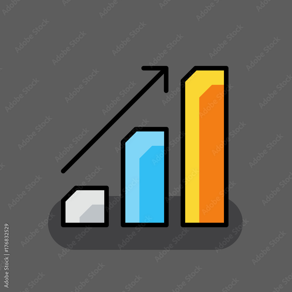 Simple color bar graph business success icon Simple color bar graph business success icon