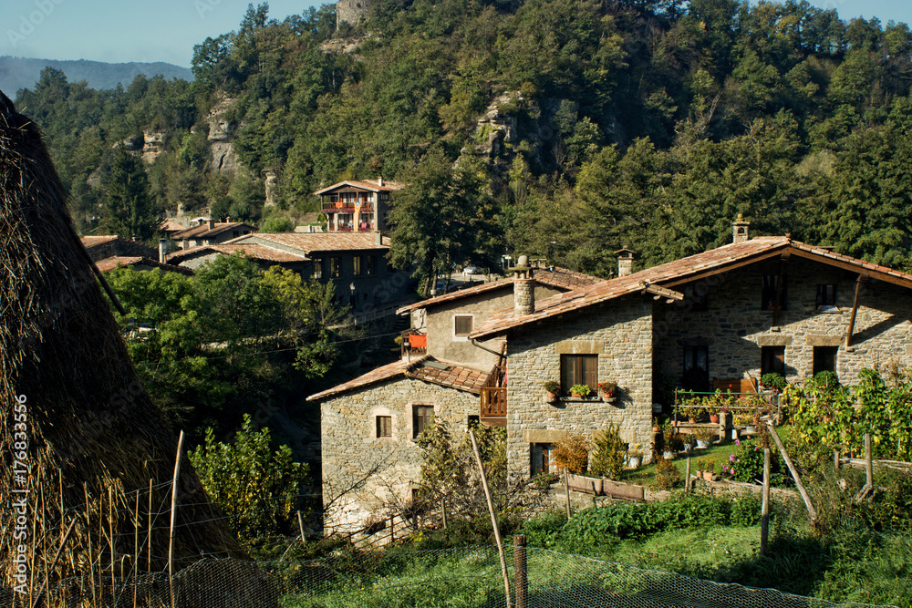 mountain village called Rupit, located in Catalonia mountain village called Rupit, located in Catalonia