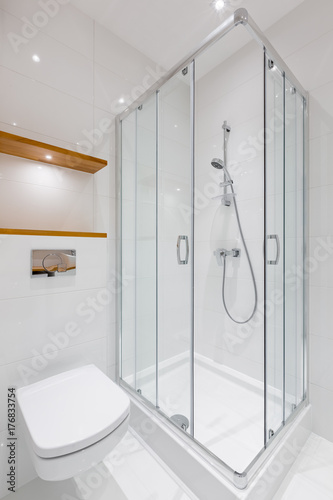 White bathroom with shower