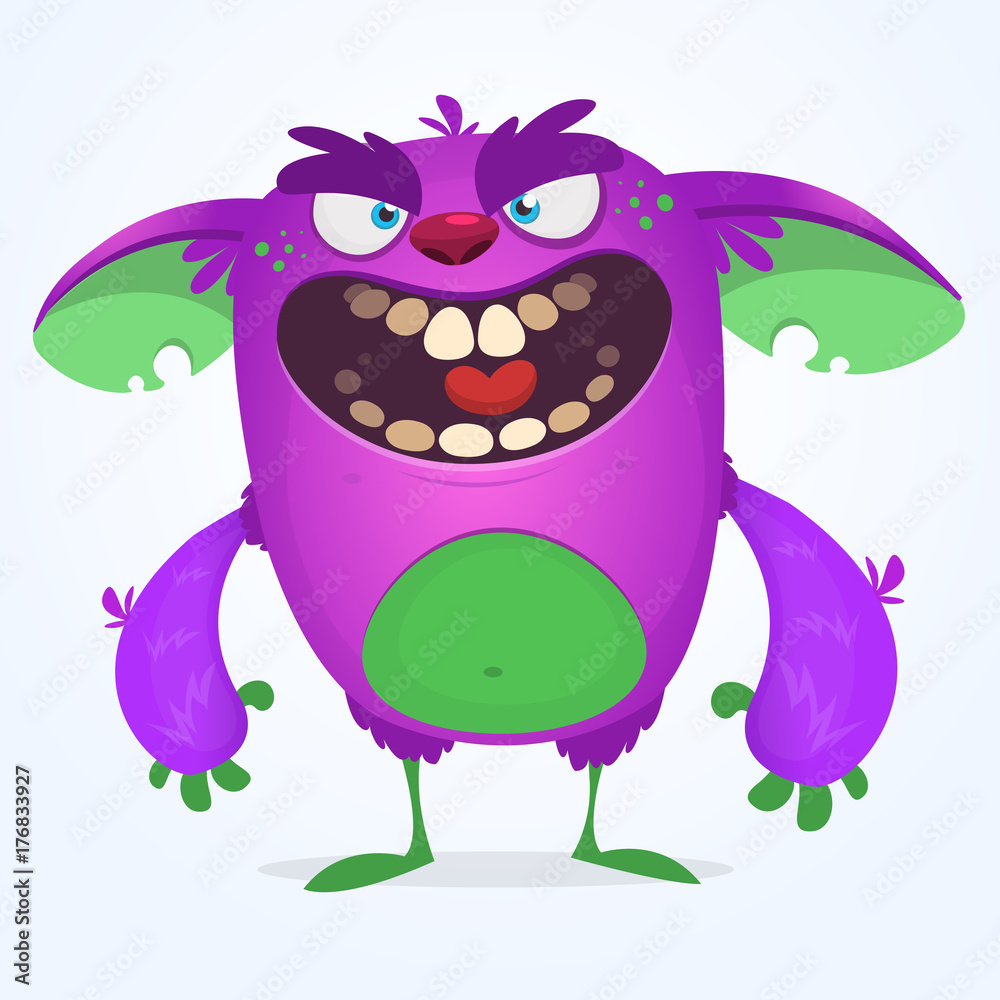 Scared funny cartoon monster. Halloween vector illustration