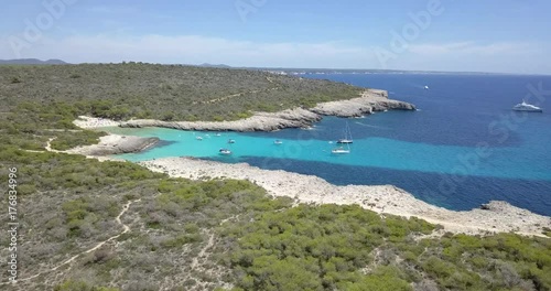 Cala Des Talaier (Menorca) Aerial Footage in a sunny day photo