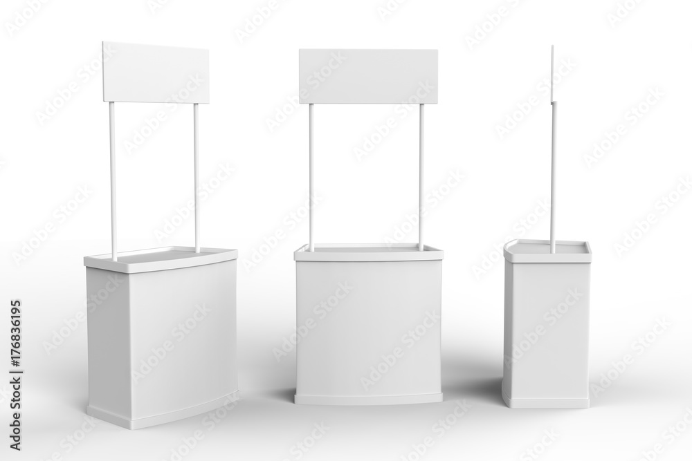Ταπετσαρία White blank advertising POS POI PVC Promotion counter booth, Retail Trade Stand Isolated on the white background