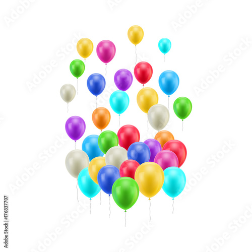 Bunch flying balloons isolated. Bunch of flying balloons on a white background isolated for designers and illustrators. A lot of gasbags in the form of a vector illustration