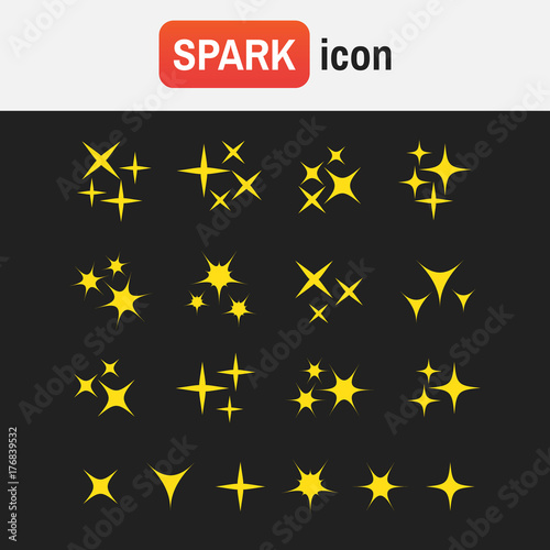 icon spark stars. Sparkles line icons. Black sparkles symbols