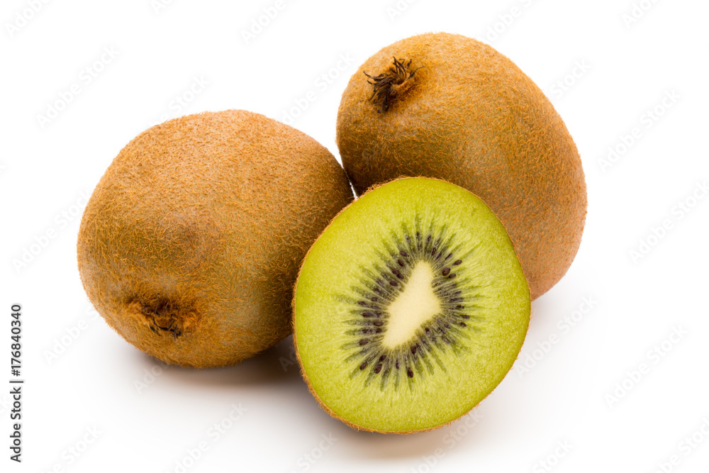 Kiwi fruit and sliced isolated on white background. Kiwi fruit and sliced isolated on white background.