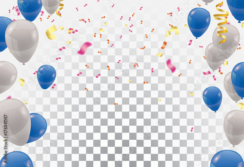 Naklejka blue balloons and white balloons , vector Celebration background template
