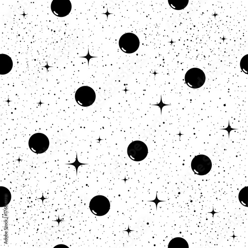 Abstract doodle seamless patten background. Monochrome black and white pattern