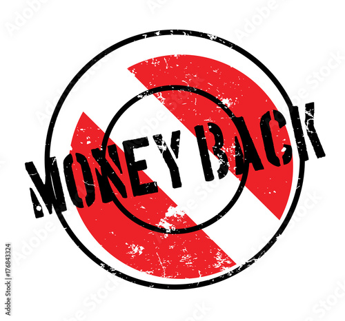 Money Back rubber stamp. Grunge design with dust scratches. Effects can be easily removed for a clean, crisp look. Color is easily changed.