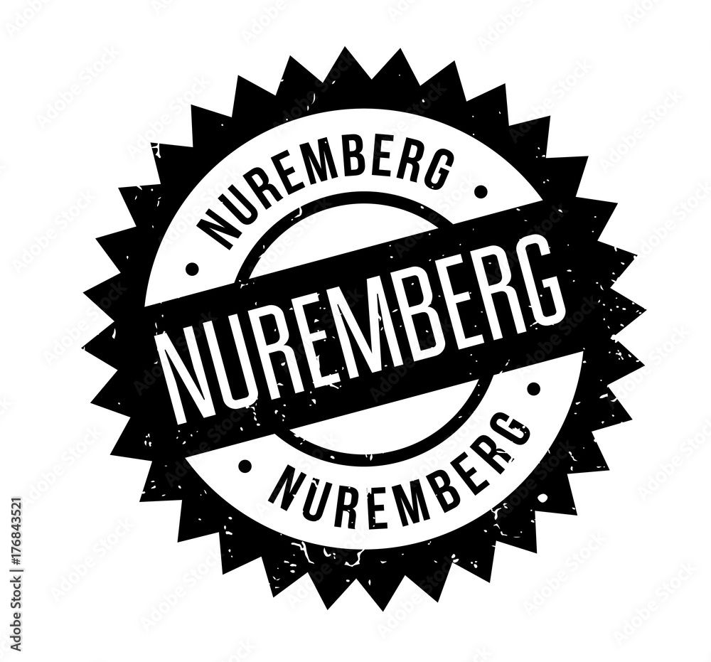 Nuremberg rubber stamp. Grunge design with dust scratches. Effects can be easily removed for a clean, crisp look. Color is easily changed.
