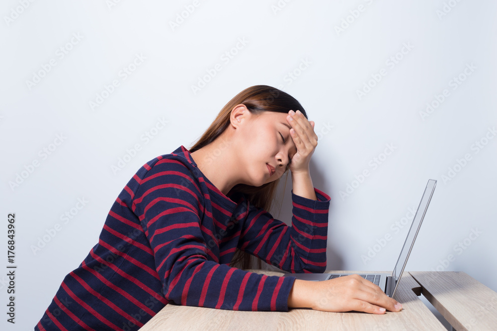 Woman take a nap at office Woman take a nap at office