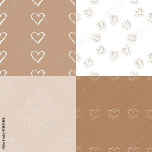 Seamless pattern with hearts. Decoupage illustration.