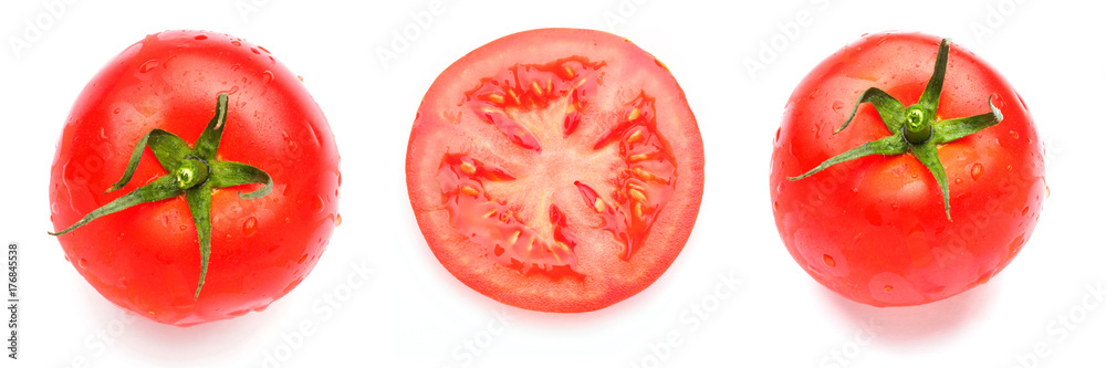 set red round tomato closeup isolated on white background set red round tomato closeup isolated on white background