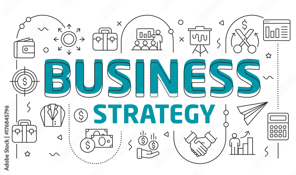 Linear illustration slide for the presentation business strategy