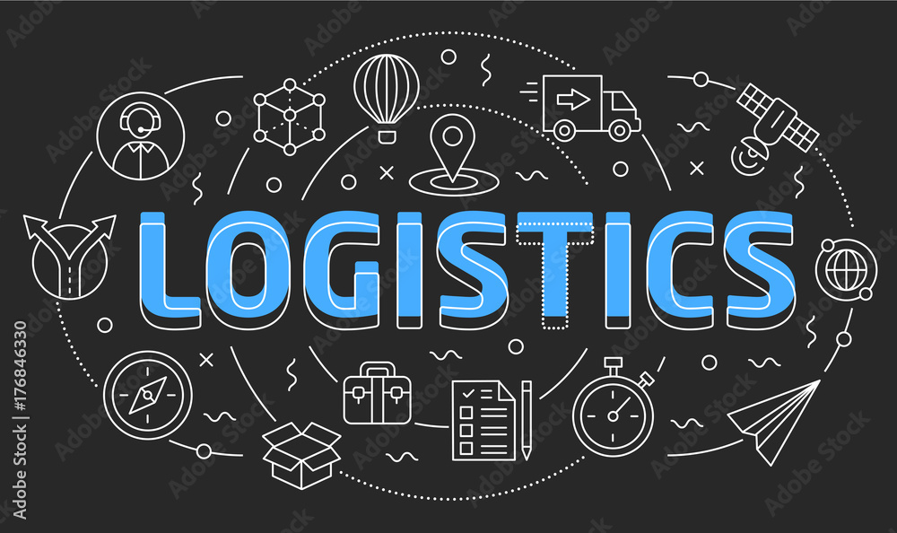 Fototapeta premium Linear illustration logistics