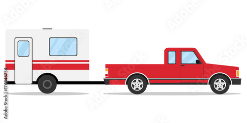 Pickup with trailer, pick-up with trailer, car