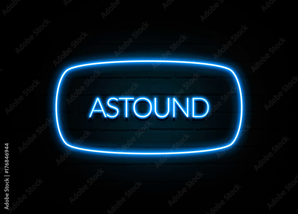 Astound - colorful Neon Sign on brickwall Astound - colorful Neon Sign on brickwall