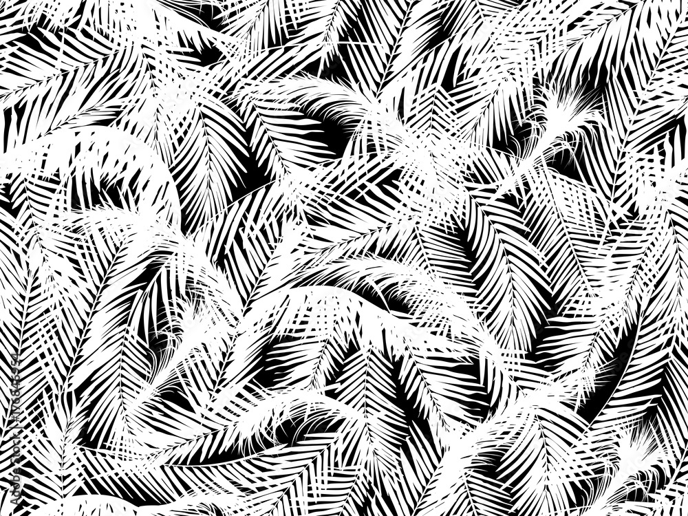 Seamless pattern of palm leaves