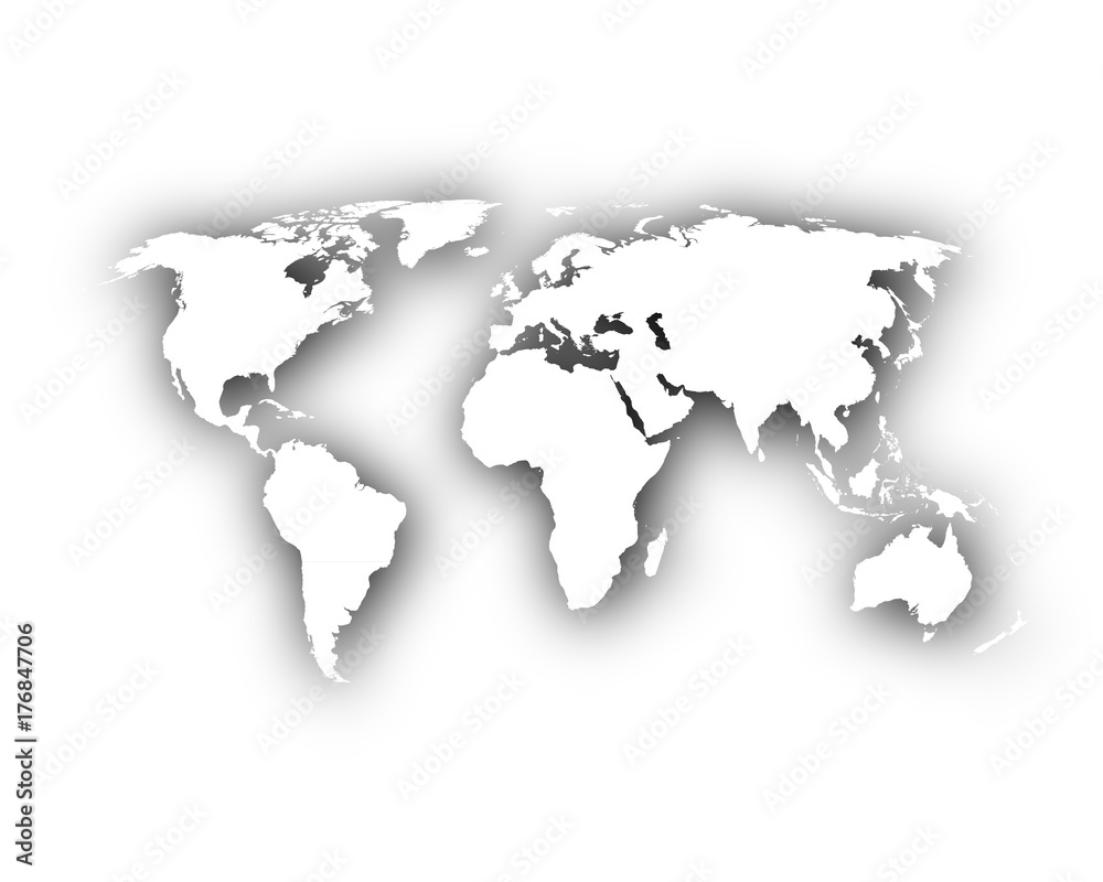 Fototapeta Karte der Welt mit Schatten