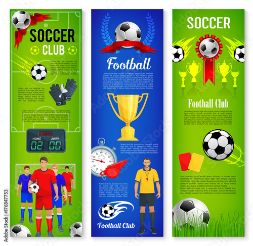 Soccer or football sport game banner template set