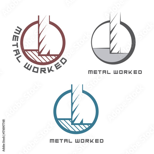 
an illustration consisting of three different images of a milling cutter in the form of a symbol or logo
