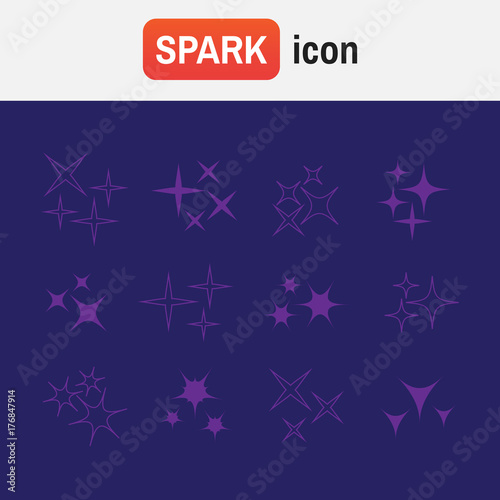 sparkle icons white. Sparkles white line collection © 3dwithlove