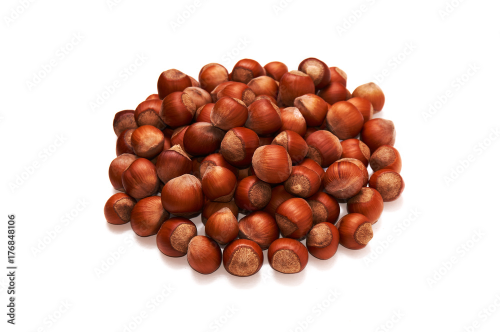 Hazelnut. Fresh organic filbert. Nuts macro. Food background.