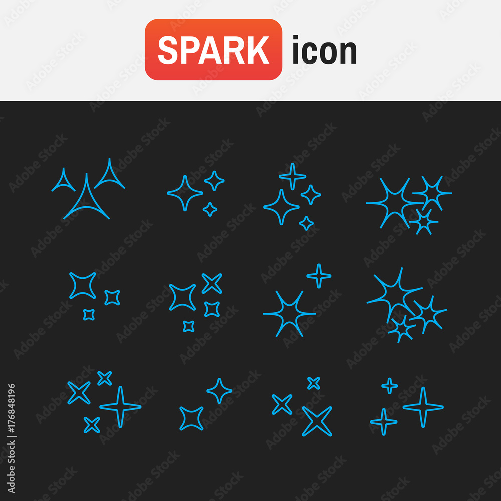 sparkle icons white. Sparkles white line collection