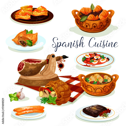 Spanish cuisine dinner menu poster design