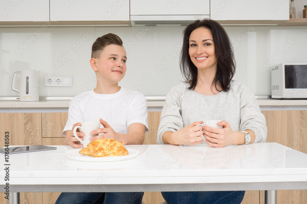 Happy family in the morning Happy family in the morning