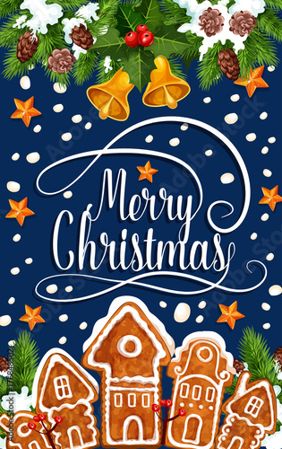 Merry Christmas happy holiday vector greeting card