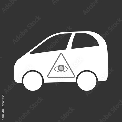 Isolated electric car with an all seeing eye