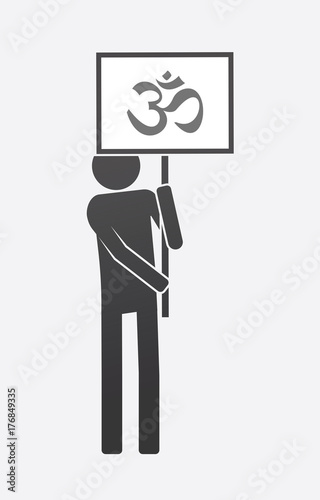Isolated demonstrator with an om sign