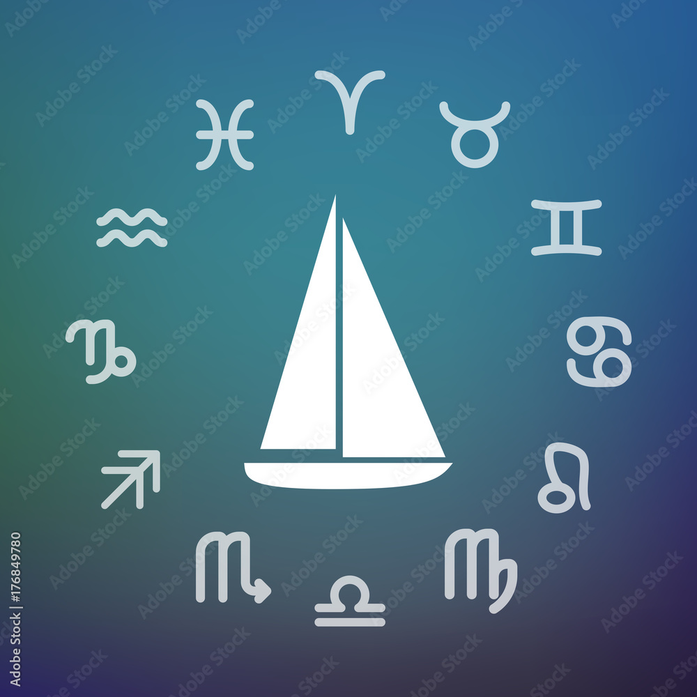Horoscope circle with a ship Horoscope circle with a ship