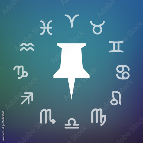 Horoscope circle with a push pin