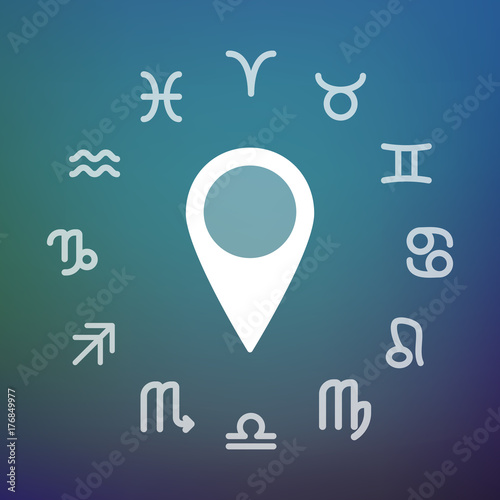 Horoscope circle with a map mark