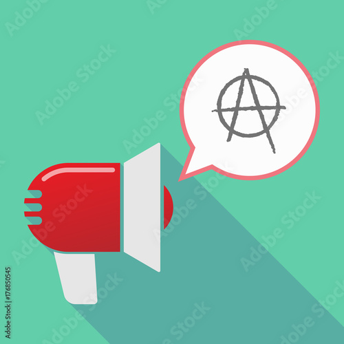 Long shadow  megaphone with an anarchy sign