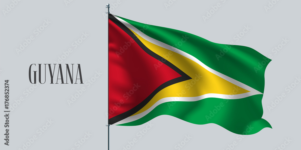 Guyana waving flag on flagpole vector illustration Guyana waving flag on flagpole vector illustration