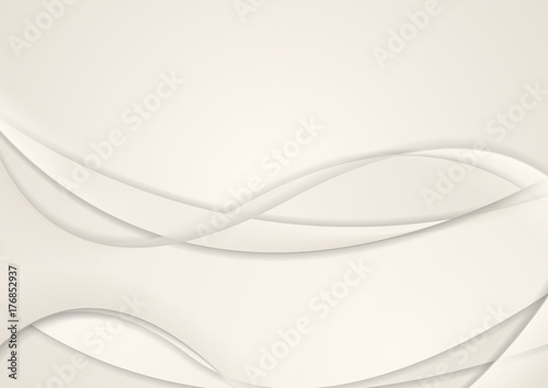 Beige grey abstract smooth waves vector background