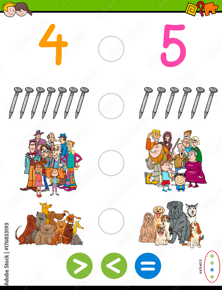 Fototapeta premium greater less or equal maths puzzle game