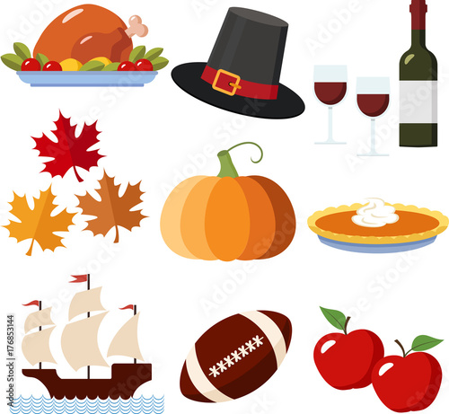 A Set of Colorful Thanksgiving Icons