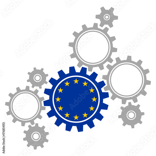 Gears Graphic Europe Flag Grey