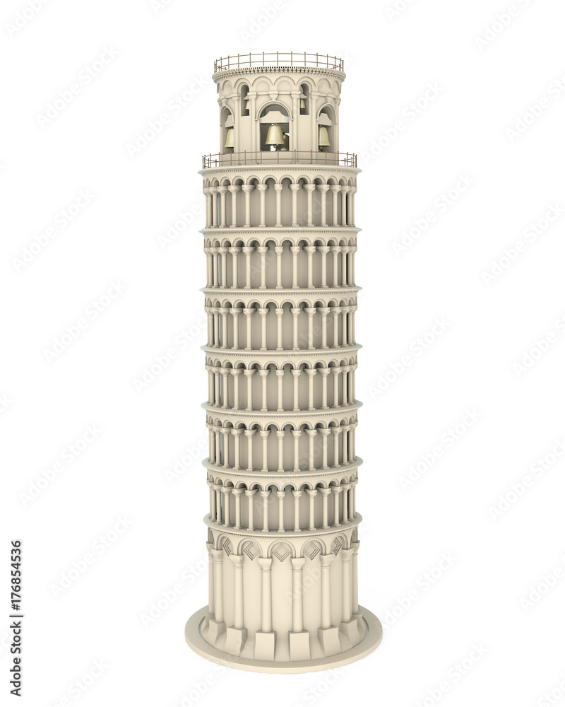 Leaning Pisa Tower Isolated