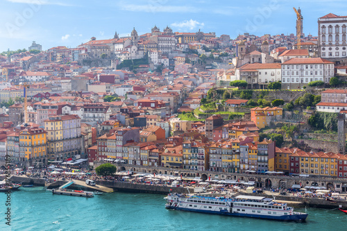 Porto oldtown wine port skyline with douro river on summer,Portugal