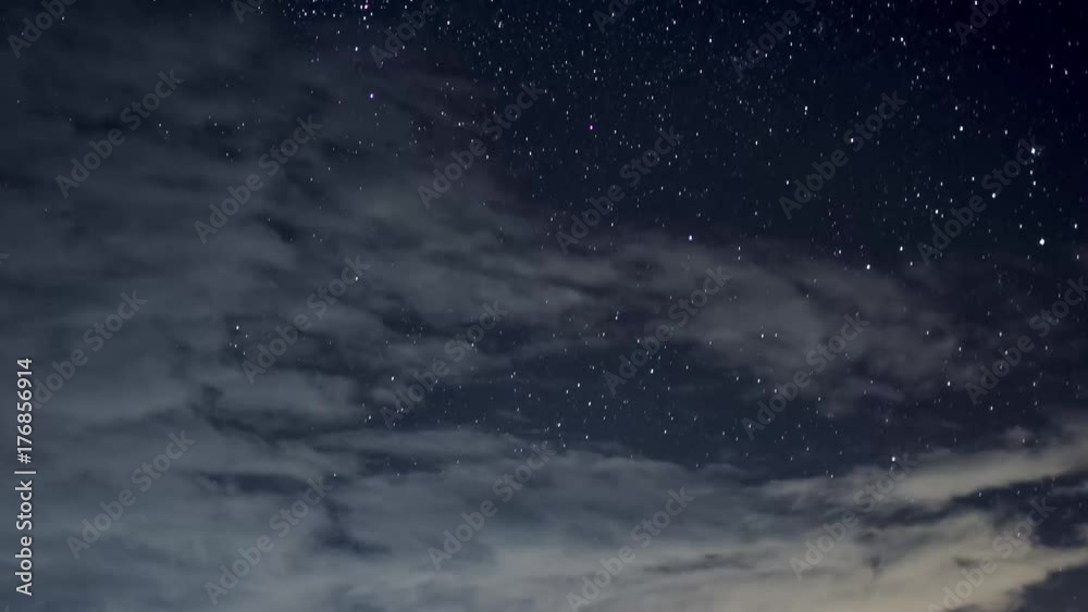 Timelapse, Moving star through the white cloud over the mountain at the village in the high mountain in the north part of Thailand. Timelapse, Moving star through the white cloud over the mountain at the village in the high mountain in the north part of Thailand.