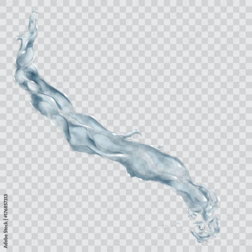 Transparent water jet or splash with water drops in gray colors, isolated on transparent background. Transparency only in vector file Transparent water jet or splash with water drops in gray colors, isolated on transparent background. Transparency only in vector file