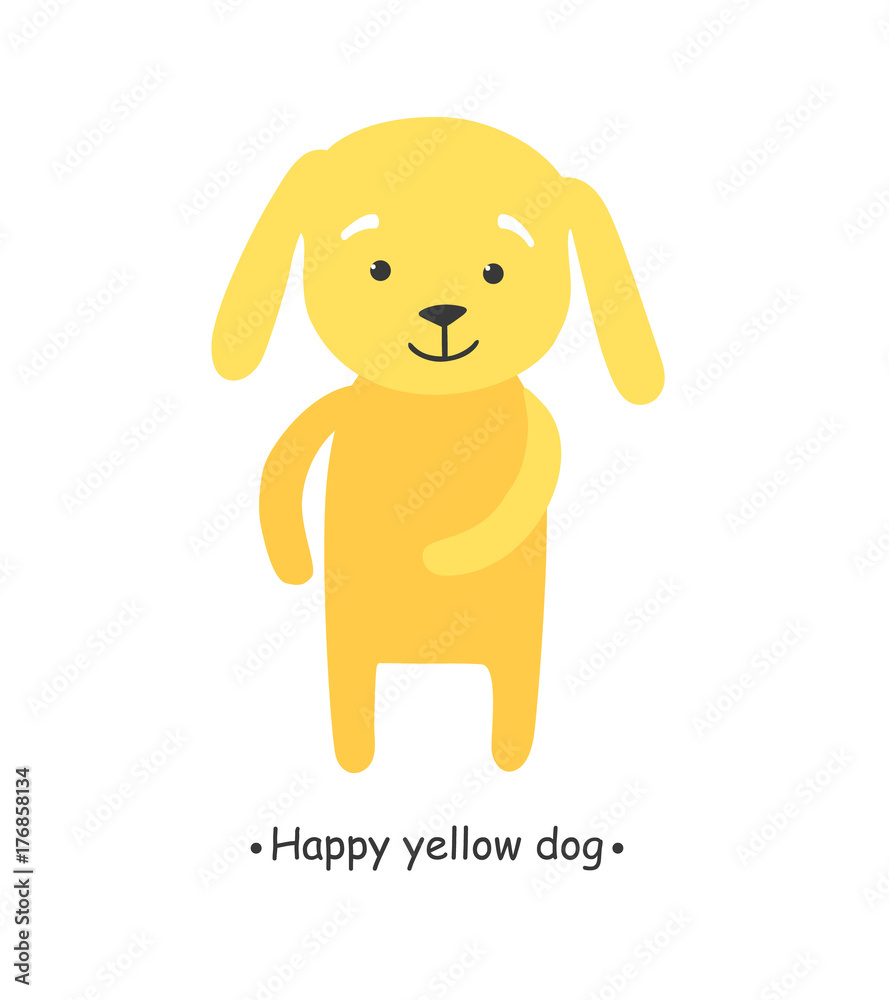 Obraz premium Happy yellow dog cartoon. Flat vector illustration