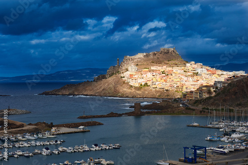 Castelsardo town on seashore of Sardinia in Italy