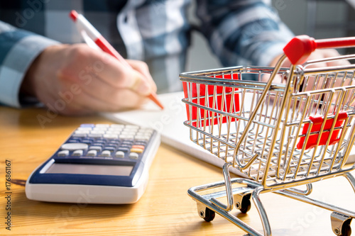 Fotografía Rising food and grocery store prices and expensive daily consumer goods concept